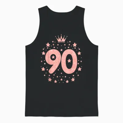 90 Couronne Rose 90 Ans Happy 90th Birthday Fille Femme Unisex Tank Top - Black