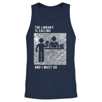 The Library Is Calling I Must Go Unisex Tank Top - Navy – 2