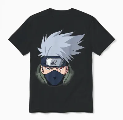 Naruto Shippuden Kakashi Oversized Portrait Anime Unisex T-Shirt - Black