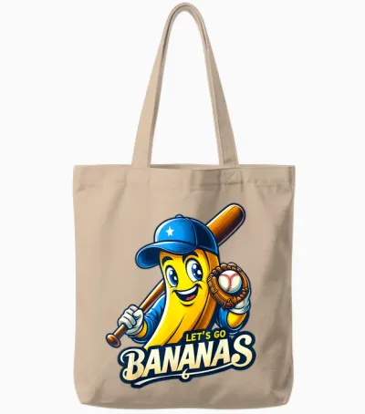 Funny Let's Go Bananas Cute Banana Fruit Lover Game Day Tote Bags - Natural