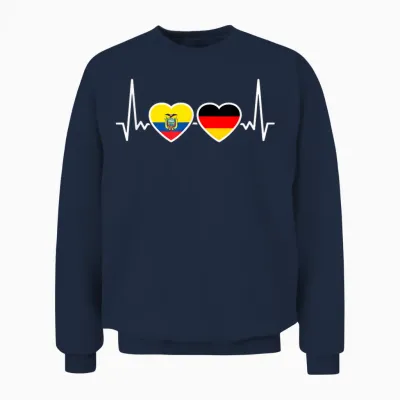 Ecuador Deutschland Herzschlag Flagge Ecuadorianer Unisex Sweatshirt - Navy