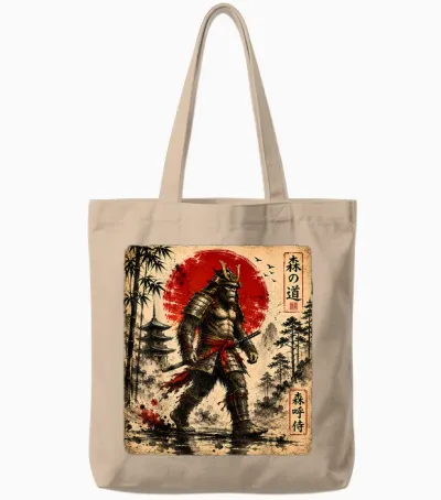 Samurai Bigfoot Warrior Art Japonais Anime Bigfoot Samourai Tote Bags - Natural