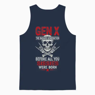 Gen X Before Al' You Sissie Were Born Retro Skull Rock Retro Unisex Tank Top - Navy