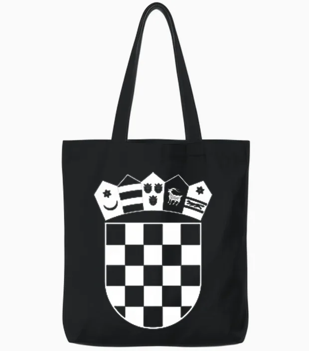 Croatia Coat of Arms Croatia Flag White Chessboard T-Shirt, Black Tote Bags in Black