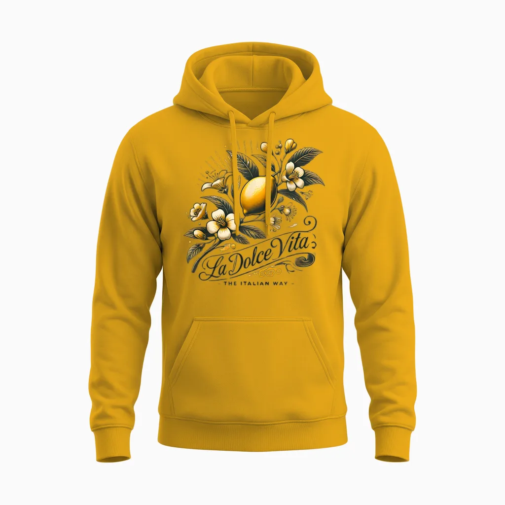 La Dolce Vita Team Limoncello Italy Amalfi Lemon Spritz T-Shirt, White, S Unisex Hoodie in Gold