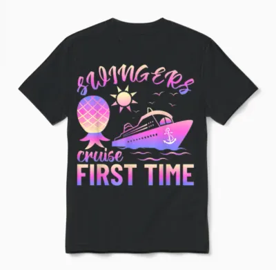 Swingers Adult Cruise First Time Funny Swinger Lifestyle Unisex T-Shirt - Black