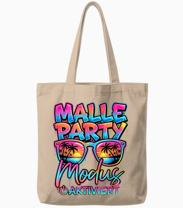 Malle Party Modus Aktiviert Feiern Mallorca Party Tote Bags in Natural