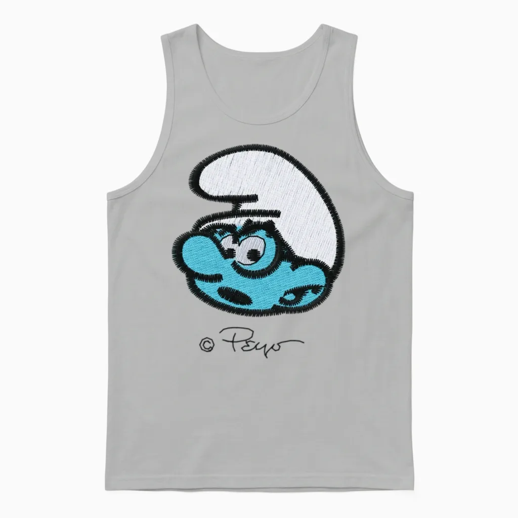Smurfs Design with Brainy Smurf Unisex Tank Top - Ash
