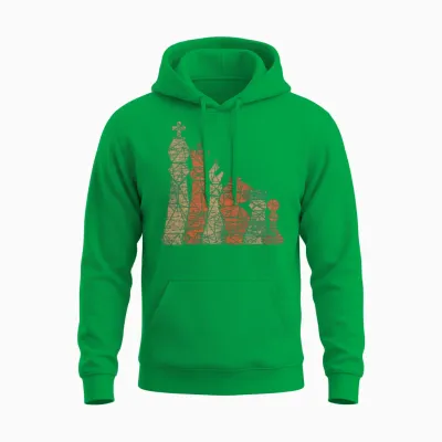 Retro Chessmen Chess Unisex Hoodie - Irish Green