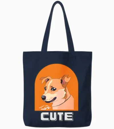 Cute Dog Tote Bags - Navy