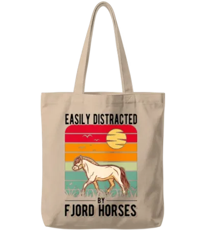 Easily Distracted by Fjord Horses Horse Tote Bags - Natural