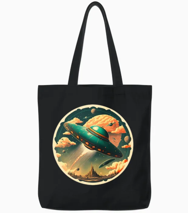Retro Vintage Tote Bags in Black