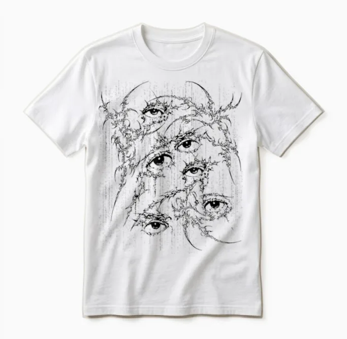 Grunge Eys Y2k Goth Alt Sigilism Vintage Graphic Unisex T-Shirt in White