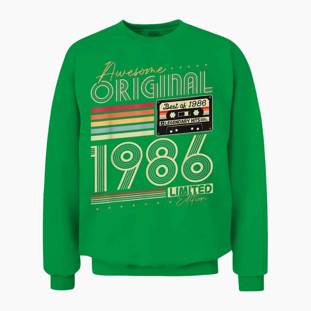 Original 1986 Vintage 40th Birthday Gift Man Woman Unisex Sweatshirt in Irish Green