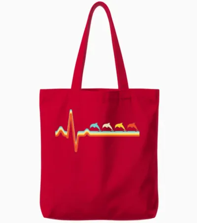 Dolphin Retro Tote Bags - Red
