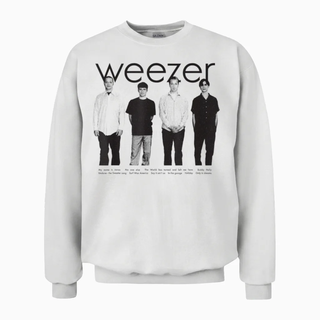 Weezer - Blue T-Shirt Album Anniversary Watchlist, Blue, S Unisex Sweatshirt in White