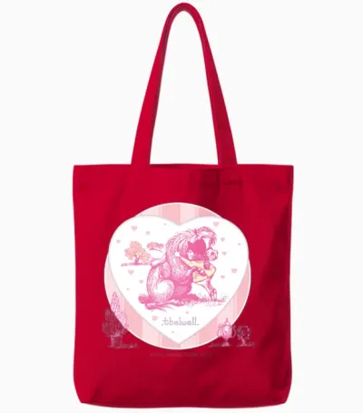 Ponyhugging Thelwell Cartoon Tote Bags - Red