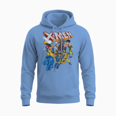 Marvel X-Men Vintage Group Shot Logo Unisex Hoodie - Carolina Blue