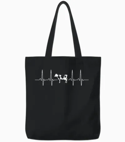 Battement De Cœur De Vache éleveur De Vaches Tote Bags - Black