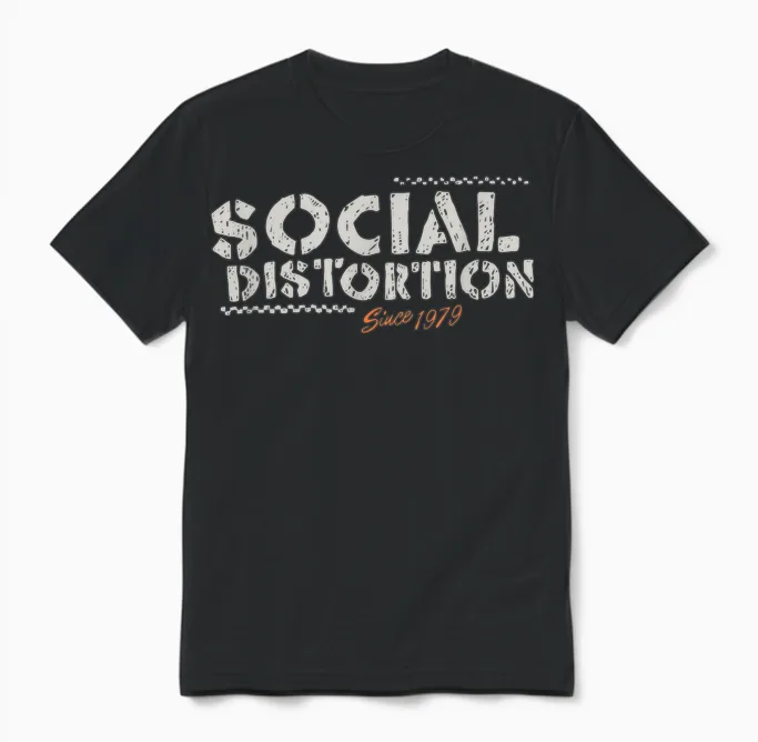 Offizielles Social Distortion Schwarz T-Shirt, Unisex Erwachsene, Klein, Crew-Neck, Kurzarm, Party, Lässig Unisex T-Shirt in Black