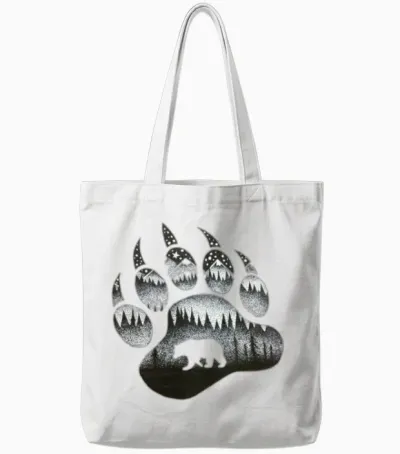 Bear Paw Tote Bags - White