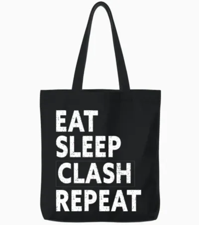 Eat Sleep Clash Repeat Shirt Gift for Royale Gamer Tote Bags - Black