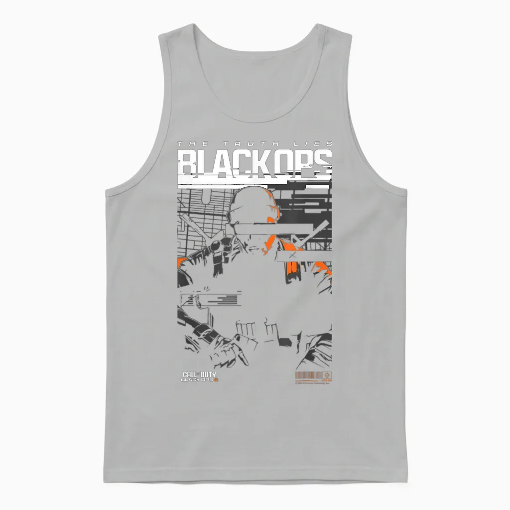 Call of Duty the Truth Lies Black Ops Silhouette Chest Logo T-Shirt, Black, S Unisex Tank Top in Ash
