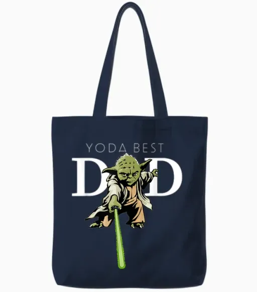 Star Wars Yoda Lightsaber Best Dad Father's Day Tote Bags in Navy