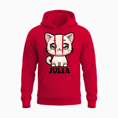 Julia Motif Chat Mignon Pour Fille Nom Julia Unisex Hoodie - Red