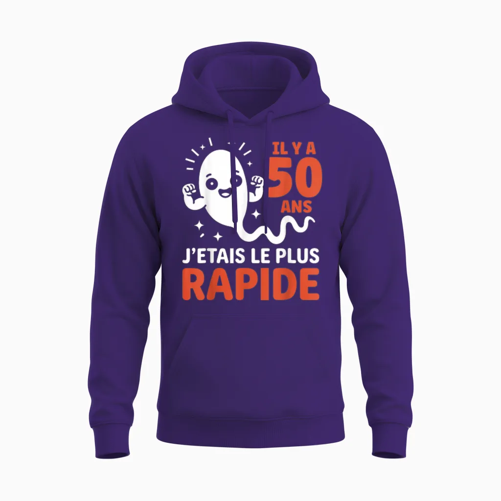 Graine Le Plus Rapide Humour Blague Anniversaire 50 Ans Unisex Hoodie in Purple