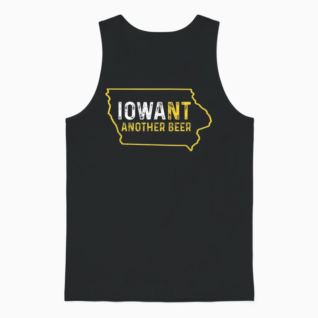 Funny Iowa Beer Distressed Iowa State Map Unisex Tank Top in Black