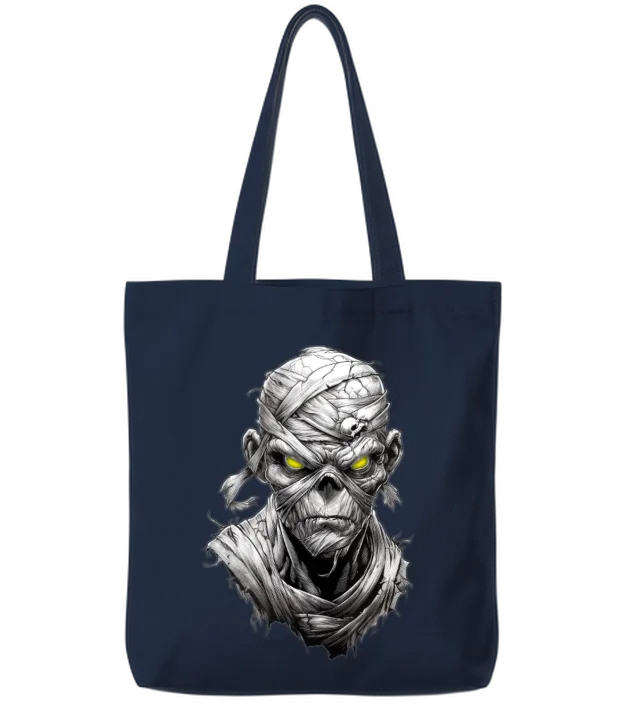 Mummy with Glowing Eyes Tote Bags - Navy