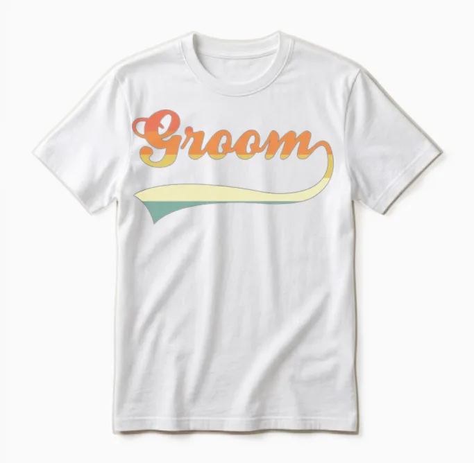 Groom Lettering Retro Unisex T-Shirt in White