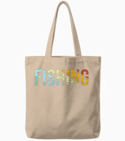 Fishing Retro Tote Bags - Natural