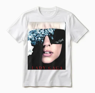 Lady Gaga Iconic Legend of Pop Music Portrait T-Shirt, Grey, S Unisex T-Shirt - White