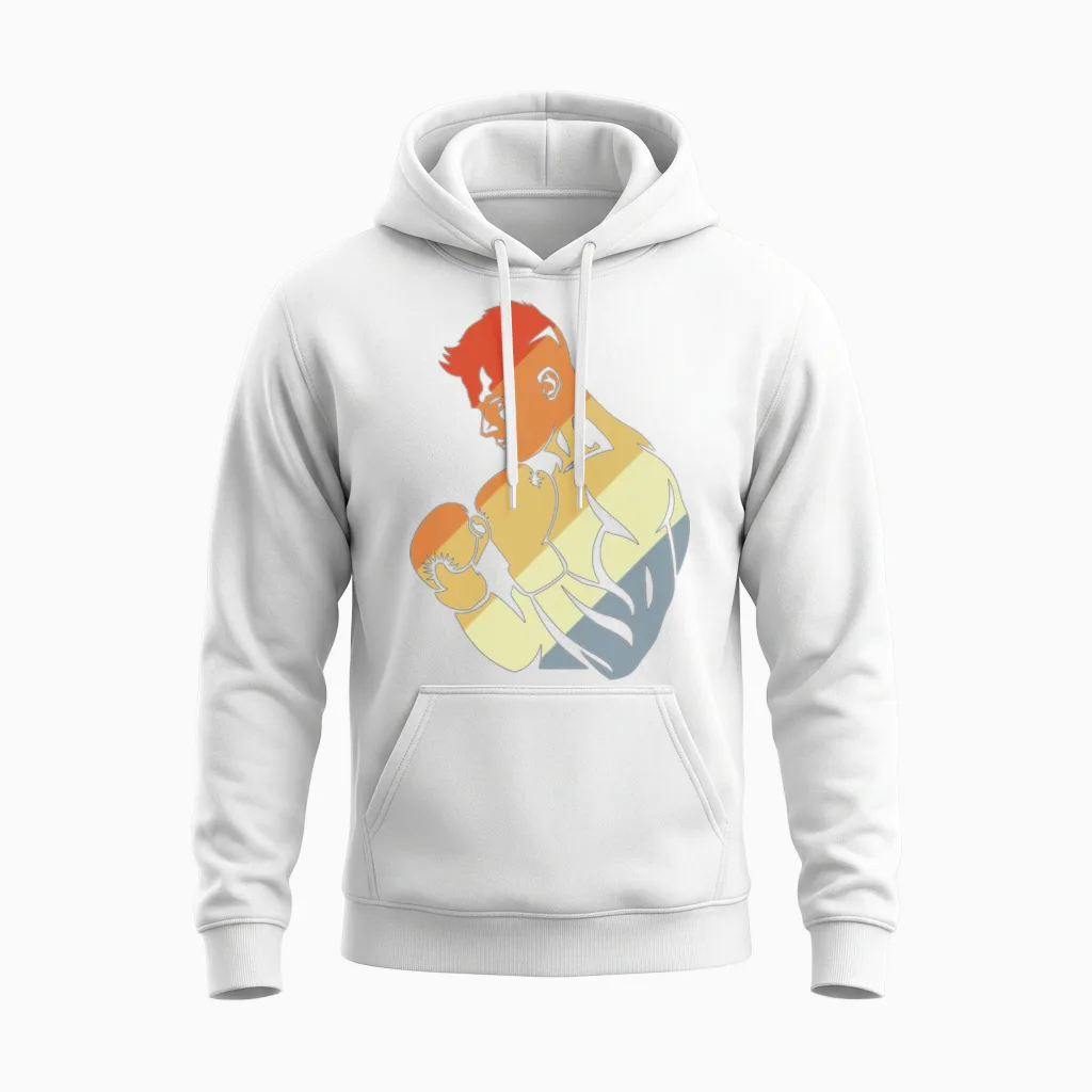 Retro Boxer Unisex Hoodie in White