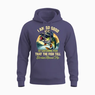 I'm So Good at Catching Fish That the Fish Tell Stories Unisex Hoodie - Heather Sport Dark Navy