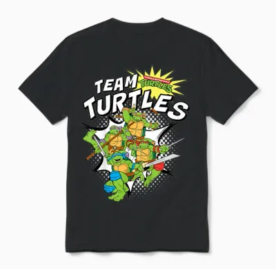 Children's Tmnt Team Turtles Leo Raph Donnie and Mikey Kids T-Shirt, Blue, 2 Unisex T-Shirt - Black
