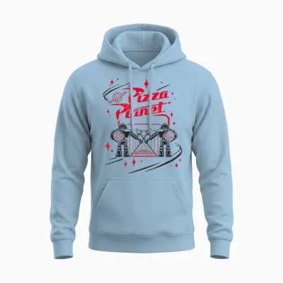 Disney Pixar Toy Story Pizza Planet Cool Guards Retro Logo T-Shirt, White, S Unisex Hoodie - Light Blue