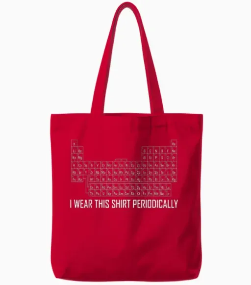 I Wear This Periodically Funny Science Pun Tote Bags - Red
