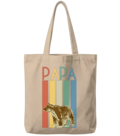 Papa Bear Retro Tote Bags - Natural