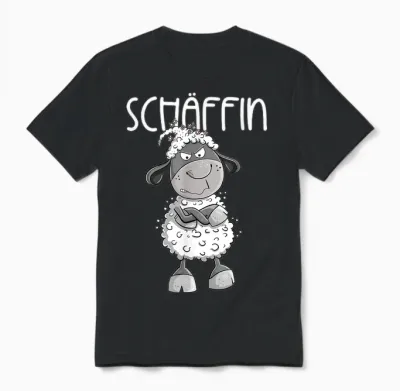 T-Shirt with German Text "cooles Schäffin Schaf Für Die Chefin Vorgesetzte Teamleiter Unisex T-Shirt - Black