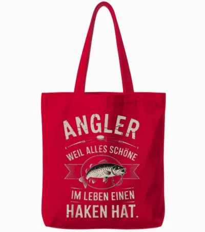 Men's T-Shirt with German Text "alles Schöne Hat Einen Haken [german Language] Tote Bags - Red