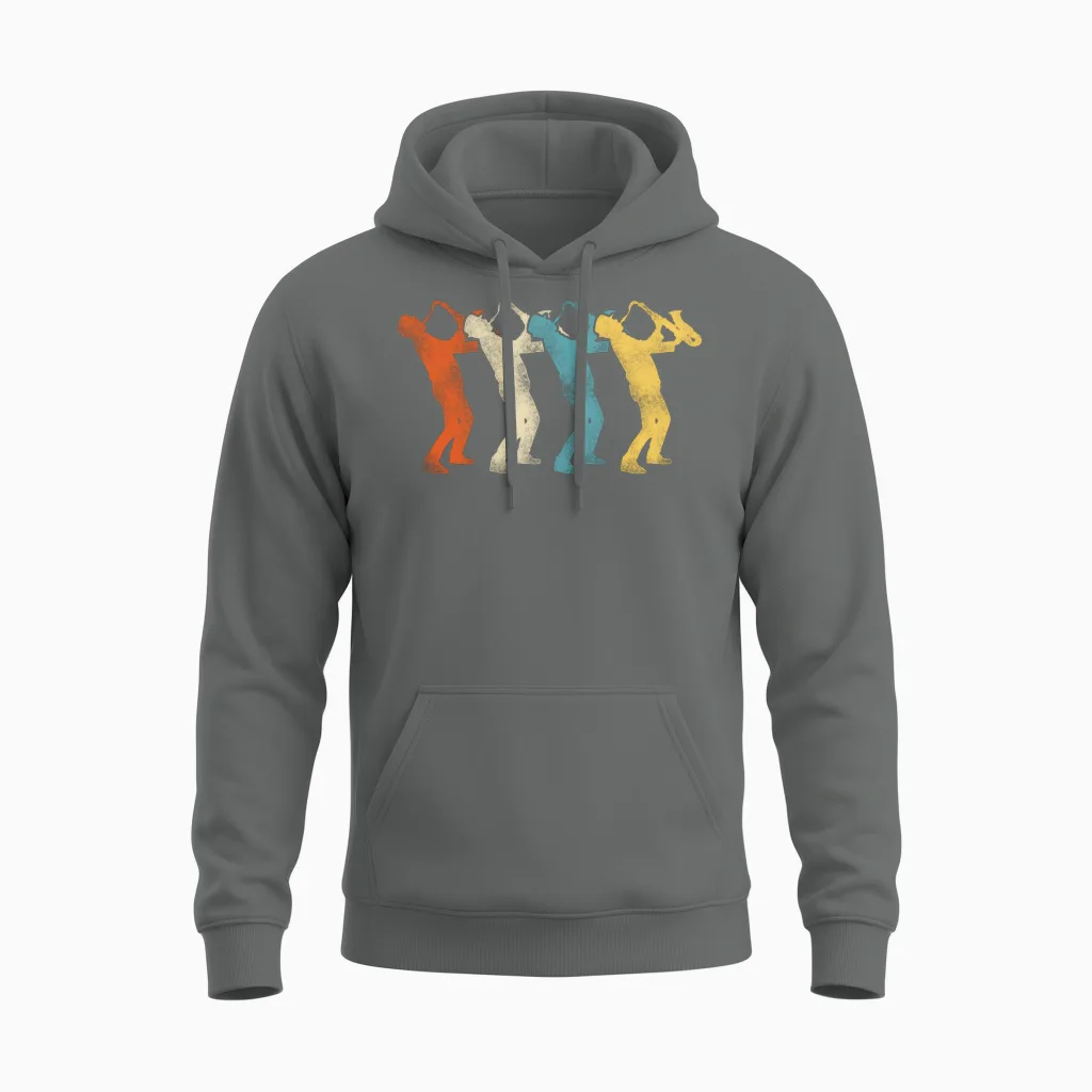 Saxophone Retro Vintage Unisex Hoodie - Graphite Heather