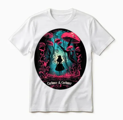 Alice in Wonderland T-Shirt, Black, S Unisex T-Shirt - White