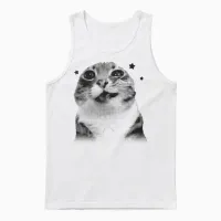 Lustige Y2k Retro Katze Meme Silly Cats Vintage Retro Cats Lover Unisex Tank Top in White - 1