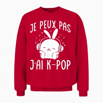 Korean Je Peux Pas J'ai K-Pop Korea Musik Unisex Sweatshirt - Red
