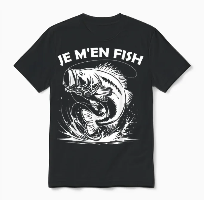 Je M'en Fish Funny Funny Funny Gift for Fishing Lovers T-Shirt, Black, S Unisex T-Shirt in Black