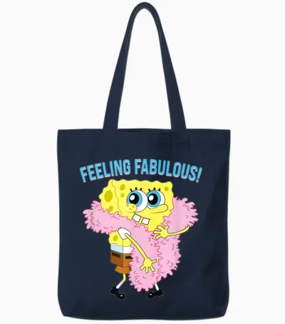Mademark X Spongebob Squarepants - Spongebob in Feather Boa - Feeling Fabulous! Tote Bags - Navy