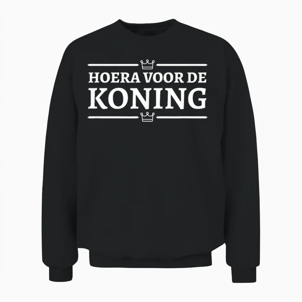 Hoera Voor De Koning Kingsday Koningsdag 2026 Party Oranje Unisex Sweatshirt in Black